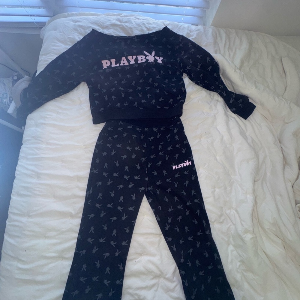 PLAYBOY Black and Pink Bunny Logo Kids Pajama Set